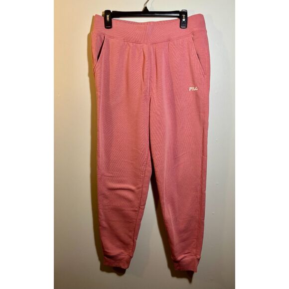 FILA Pink Dusty Rose Joggers Women’s Size L • Drawstring Sweatpants • Fleece - Picture 1 of 4